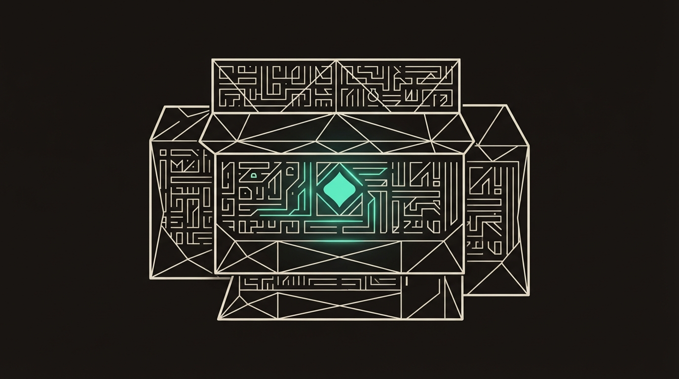 Abstract illustration of layered storefront panels representing different store languages